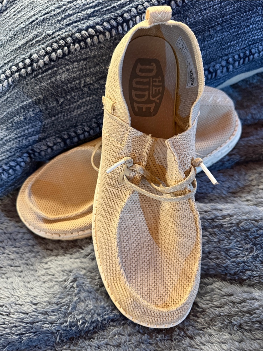 Hey Dude Light Beige Knit Slip-On Shoes